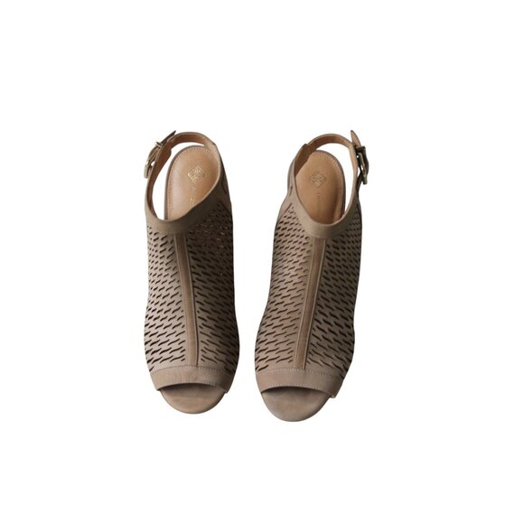 Antonio Melani Womens Lyona Tuscan Taupe Peep Toe Leather Heeled Sandals 9M - Picture 13 of 16